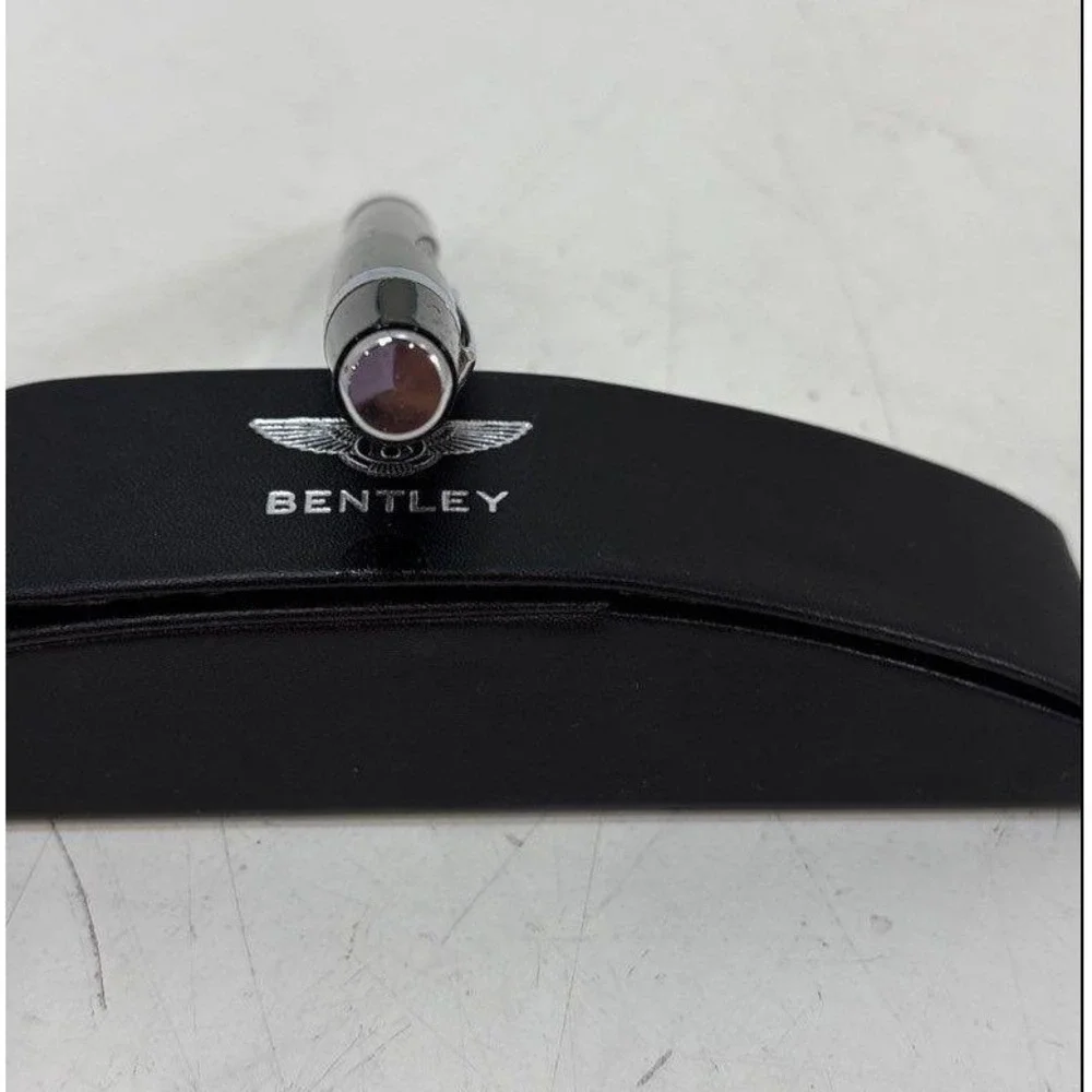 Bentley Luxury Ballpoint Pen Black Silver Tone Mesh Inlay with Case